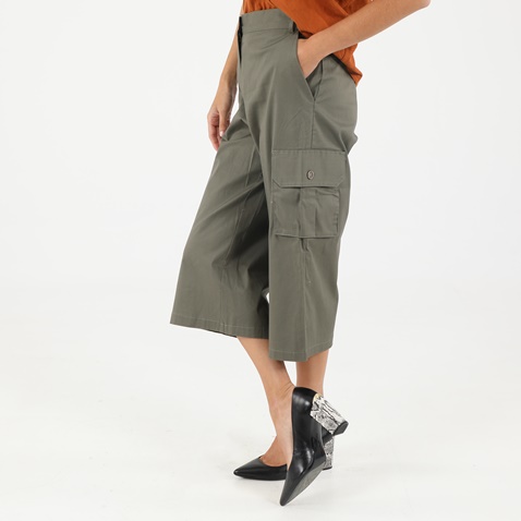 STAFF JEANS-Γυναικείο cropped παντελόνι STAFF JEANS 60-P2337.041 MANDY χακί