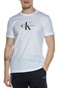 CALVIN KLEIN JEANS-Ανδρικό κοντομάνικο t-shirt CALVIN KLEIN JEANS ARCHIVAL MONOGRAM FLOCK TEE λευκό