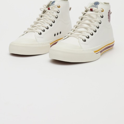 FRANKLIN & MARSHALL-Ανδρικά ψηλά sneakers FRANKLIN & MARSHALL BETA RIBS EAGLE λευκά