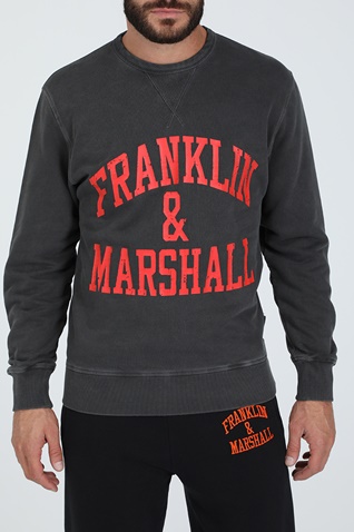 FRANKLIN & MARSHALL-Ανδρική φούτερ μπλούζα FRANKLIN & MARSHALL OLD GARMENT DYED γκρι