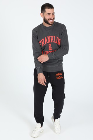 FRANKLIN & MARSHALL-Ανδρική φούτερ μπλούζα FRANKLIN & MARSHALL OLD GARMENT DYED γκρι