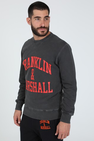FRANKLIN & MARSHALL-Ανδρική φούτερ μπλούζα FRANKLIN & MARSHALL OLD GARMENT DYED γκρι