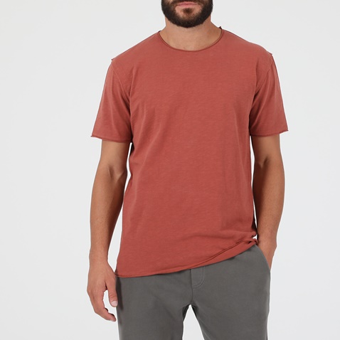 DIRTY LAUNDRY-Ανδρική μπλούζα DIRTY LAUNDRY SLUB JERSEY CREWNECK κεραμιδί