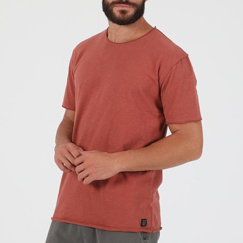 DIRTY LAUNDRY-Ανδρική μπλούζα DIRTY LAUNDRY SLUB JERSEY CREWNECK κεραμιδί