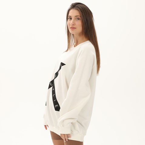 KENDALL+KYLIE-Γυναικεία φούτερ μπλούζα KENDALL+KYLIE ACTIVE COLLEGE SWEATER εκρού