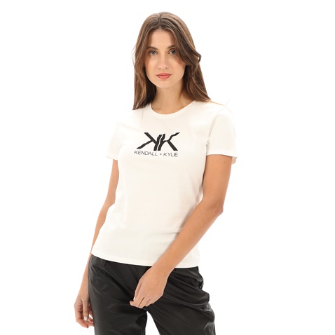 KENDALL+KYLIE-Γυναικείο t-shirt KENDALL+KYLIE KKW.1W1.016.028 ACTIVE LOGO V1 εκρού