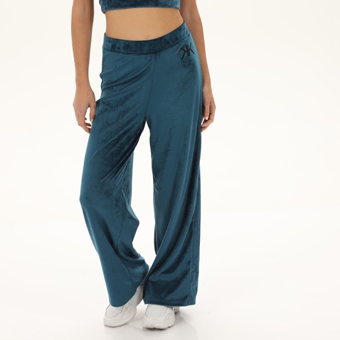 KENDALL+KYLIE-Γυναικείο βελουτέ παντελόνι φόρμας KENDALL+KYLIE FLARE μπλε