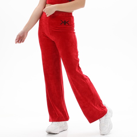 KENDALL+KYLIE-Γυναικείο βελουτέ παντελόνι KENDALL+KYLIE KKW.1W1.017.014 ACTIVE FLARE κόκκινο