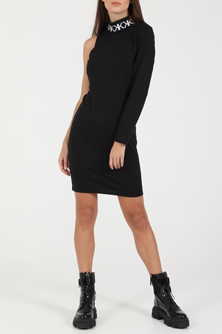 KENDALL + KYLIE-Γυναικείο midi φόρεμα KENDALL + KYLIE ONE SHOULDER MIDI μαύρο