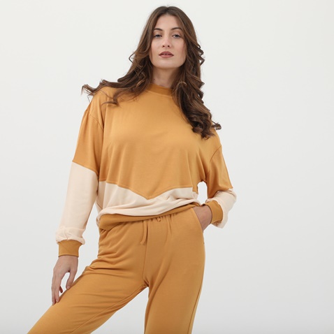 KENDALL+KYLIE-Γυναικεία φούτερ μπλούζα KENDALL+KYLIE κίτρινη εκρού