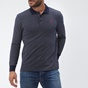 MARTIN & CO-Ανδρική polo μπλούζα MARTIN & CO πουά εκρού μπλε