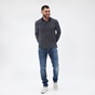 MARTIN & CO-Ανδρική polo μπλούζα MARTIN & CO πουά εκρού μπλε