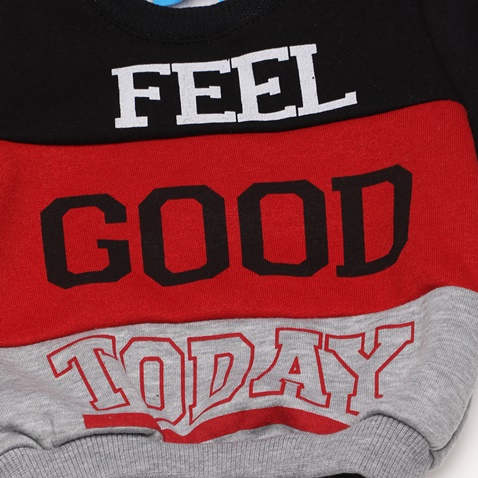 SAM 0-13-Βρεφικό σετ φόρμας SAM 0-13 FEEL GOOD TODAY γκρι μπλε κόκκινο
