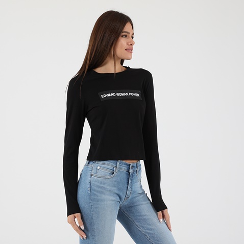 EDWARD JEANS-Γυναικεία μπλούζα EDWARD JEANS 19.1.2.01.112 POWER TOP μαύρη