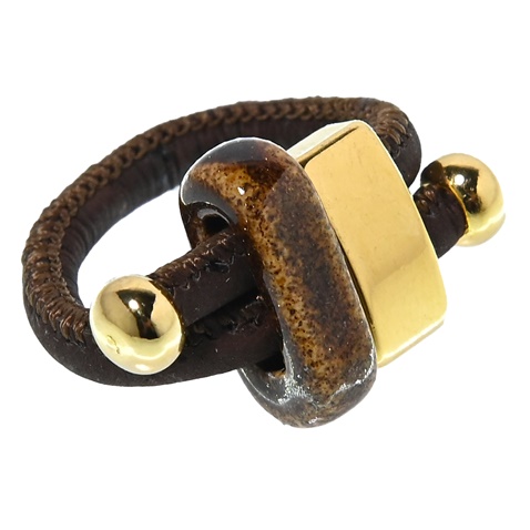 APOXYLO-Γυναικείο δαχτυλίδι από φελλό APOXYLO 9004 DOUBLE BROWN GOLD 
