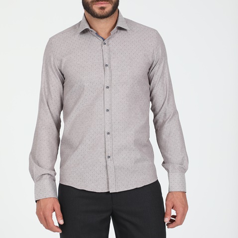 MARTIN & CO-Ανδρικό πουκάμισο MARTIN & CO SLIM FIT καφέ