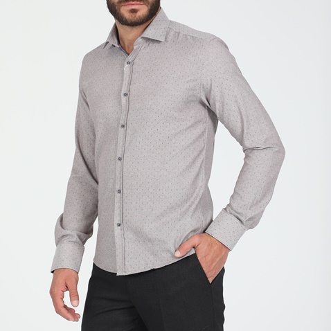 MARTIN & CO-Ανδρικό πουκάμισο MARTIN & CO SLIM FIT καφέ