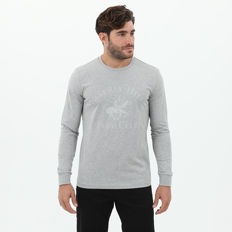 BEVERLY HILLS POLO CLUB-Ανδρική μπλούζα BEVERLY HILLS POLO CLUB γκρι