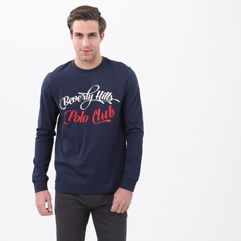 BEVERLY HILLS POLO CLUB-Ανδρική μπλούζα BEVERLY HILLS POLO CLUB μπλε