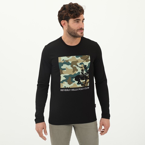 BEVERLY HILLS POLO CLUB-Ανδρική μπλούζα BEVERLY HILLS POLO CLUB μαύρη