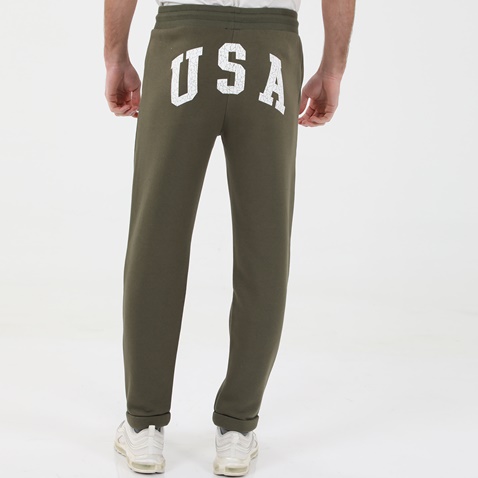 BEVERLY HILLS POLO CLUB-Ανδρικό παντελόνι φόρμας BEVERLY HILLS POLO CLUB BHP.1W1.017.003 SUSTAINABLE FLEECE JOGGER χακί