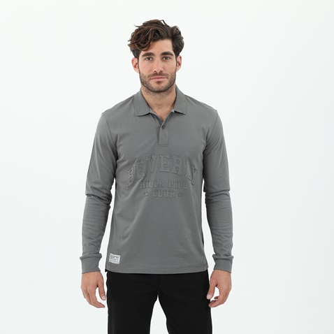 BEVERLY HILLS POLO CLUB-Ανδρική μπλούζα polo BEVERLY HILLS POLO CLUB γκρι