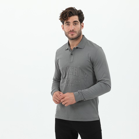 BEVERLY HILLS POLO CLUB-Ανδρική μπλούζα polo BEVERLY HILLS POLO CLUB γκρι