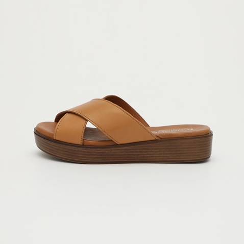 MODABELLA-Γυναικεία σανδάλια flatforms MODABELLA CROSS καφέ