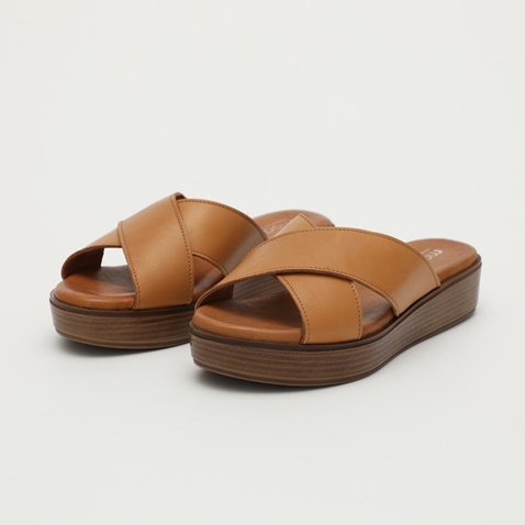 MODABELLA-Γυναικεία σανδάλια flatforms MODABELLA CROSS καφέ