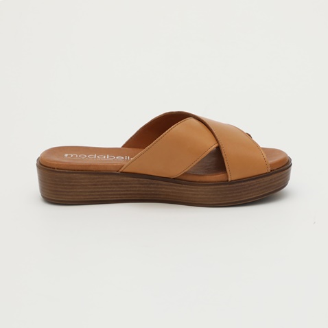 MODABELLA-Γυναικεία σανδάλια flatforms MODABELLA CROSS καφέ