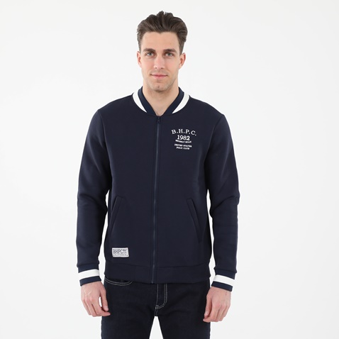 BEVERLY HILLS POLO CLUB-Ανδρική φούτερ ζακέτα BEVERLY HILLS POLO CLUB μπλε