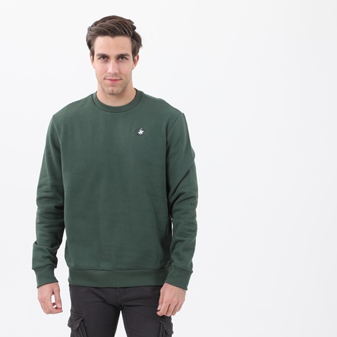 BEVERLY HILLS POLO CLUB-Ανδρικό φούτερ μπλούζα BEVERLY HILLS POLO CLUB πράσινη