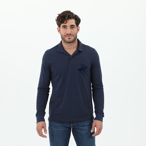 BEVERLY HILLS POLO CLUB-Ανδρική μπλούζα polo BEVERLY HILLS POLO CLUB μπλε 