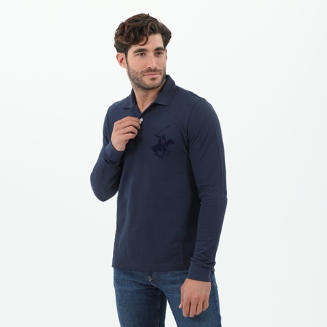 BEVERLY HILLS POLO CLUB-Ανδρική μπλούζα polo BEVERLY HILLS POLO CLUB μπλε 