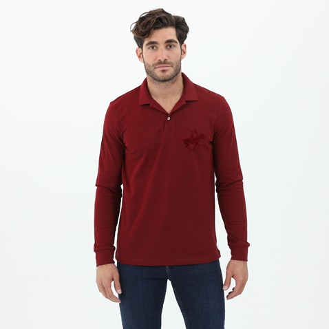 BEVERLY HILLS POLO CLUB-Ανδρική μπλούζα polo BEVERLY HILLS POLO CLUB κόκκινη