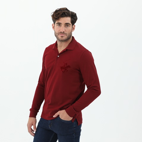 BEVERLY HILLS POLO CLUB-Ανδρική μπλούζα polo BEVERLY HILLS POLO CLUB κόκκινη