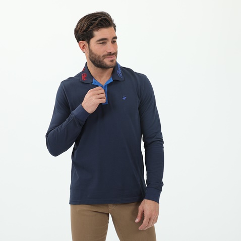 BEVERLY HILLS POLO CLUB-Ανδρική μπλούζα polo BEVERLY HILLS POLO CLUB μπλε
