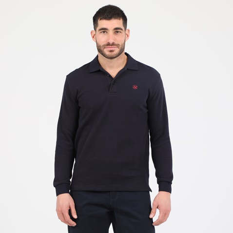 MARTIN & CO-Ανδρική polo μπλούζα MARTIN & CO μπλε