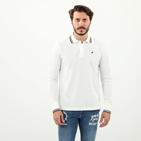 BEVERLY HILLS POLO CLUB-Ανδρική μπλούζα polo BEVERLY HILLS POLO CLUB λευκή