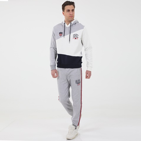 BEVERLY HILLS POLO CLUB-Ανδρική φούτερ μπλούζα BEVERLY HILLS POLO CLUB BHP.1W1.011.024 γκρι μπλε λευκή