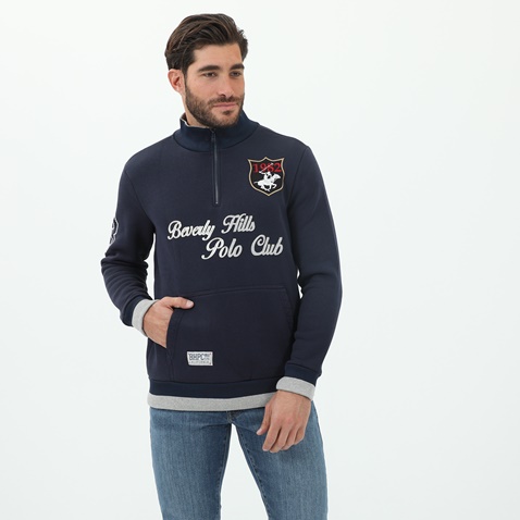 BEVERLY HILLS POLO CLUB-Ανδρικό πλεκτό BEVERLY HILLS POLO CLUB μπλε 