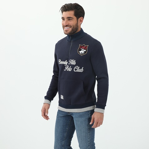 BEVERLY HILLS POLO CLUB-Ανδρικό πλεκτό BEVERLY HILLS POLO CLUB μπλε 