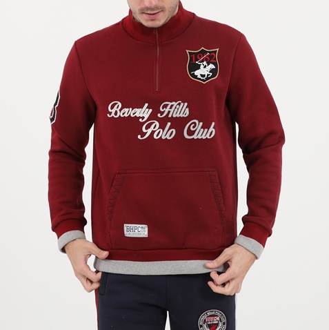 BEVERLY HILLS POLO CLUB-Ανδρική φούτερ μπλούζα BEVERLY HILLS POLO CLUB κόκκινη