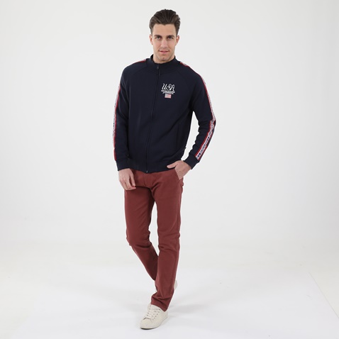 BEVERLY HILLS POLO CLUB-Ανδρική φούτερ ζακέτα BEVERLY HILLS POLO CLUB BHP.1W1.011.026 BHPC 5080 μπλε