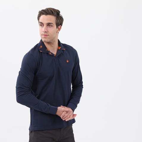 BEVERLY HILLS POLO CLUB-Ανδρική μπλούζα polo BEVERLY HILLS POLO CLUB μπλε
