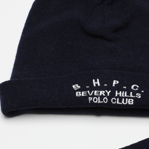 BEVERLY HILLS POLO CLUB-Ανδρικό σετ σκούφος και κασκόλ BEVERLY HILLS POLO CLUB BH086 BHPC μπλε