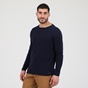 DIRTY LAUNDRY-Ανδρική πλεκτή μπλούζα DIRTY LAUNDRY CASHMERE KNIT RAW-EDGED μπλε