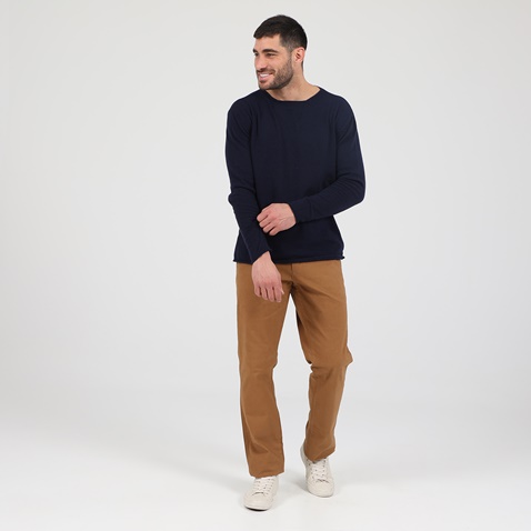 DIRTY LAUNDRY-Ανδρική πλεκτή μπλούζα DIRTY LAUNDRY CASHMERE KNIT RAW-EDGED μπλε