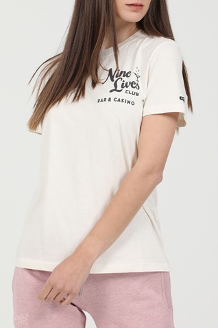 SUPERDRY-Γυναικείο t-shirt SUPERDRY OVIN VINTAGE CROSSING LINES B λευκό