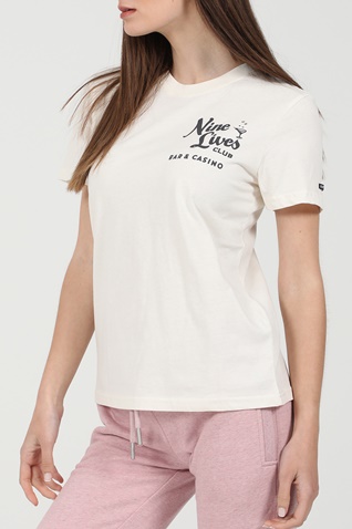 SUPERDRY-Γυναικείο t-shirt SUPERDRY OVIN VINTAGE CROSSING LINES B λευκό